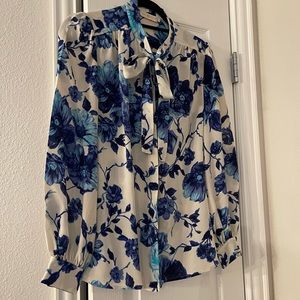 Tory Burch Silk Flora Kia Bow Blouse